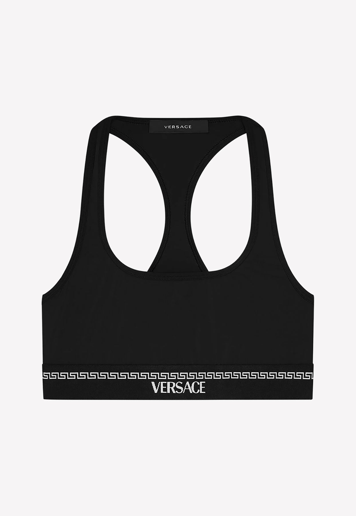 Black Greca-jacquard sports bra, Versace