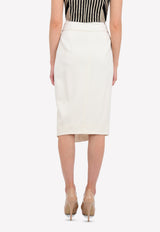 Double-Breasted Front Slit Pencil Skirt