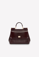 Dolce & Gabbana Medium Sicily Top Handle Bag in Iguana-Embossed Calfskin Bordeaux BB6002 A1095 80342