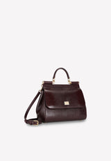 Dolce & Gabbana Medium Sicily Top Handle Bag in Iguana-Embossed Calfskin Bordeaux BB6002 A1095 80342