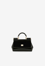 Dolce & Gabbana Small Sicily Top Handle Bag in Polished Leather BB7116 A1037 80999 Black