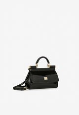 Dolce & Gabbana Small Sicily Top Handle Bag in Polished Leather BB7116 A1037 80999 Black