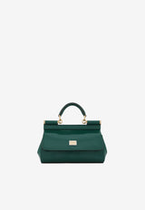 Dolce & Gabbana Small Sicily Top Handle Bag in Polished Leather BB7116 A1037 87174 Dark Green