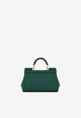 Dolce & Gabbana Small Sicily Top Handle Bag in Polished Leather BB7116 A1037 87174 Dark Green