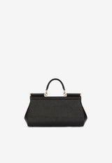 Dolce & Gabbana Medium Sicily Top Handle Bag in Dauphine Leather BB7117 A1001 80999 Black