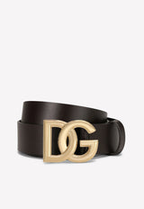 Dolce & Gabbana Lux Leather Belt with DG Logo Black BC4644 AX622 8B421