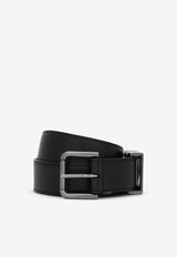 Dolce & Gabbana Leather Logo Monogram Belt Black