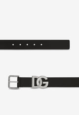 Dolce & Gabbana Leather Logo Monogram Belt Black