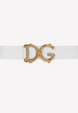 Dolce & Gabbana Baroque DG Logo Calfskin Belt White BE1336 AZ831 80001