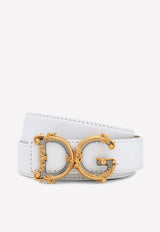 Dolce & Gabbana Baroque DG Logo Buckle Belt in Calf Leather White BE1348 AZ831 80001
