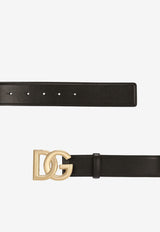 Dolce & Gabbana DG Logo Calf Leather Belt BE1446 AW576 80999 Black