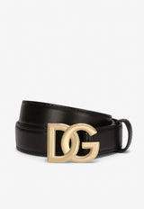 Dolce & Gabbana DG Logo Calf Leather Belt BE1447 AW576 80999 Black