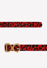 Dolce & Gabbana Leopard Print Baroque DG Logo Belt BE1517 AH566 HSYJN Red