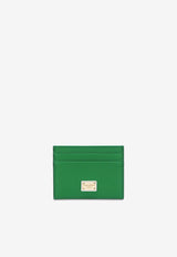 Dolce & Gabbana Logo Plate Cardholder in Dauphine Calf Leather BI0330 A1001 87192 Green