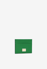 Dolce & Gabbana Logo Plate Cardholder in Dauphine Calf Leather BI0330 A1001 87192 Green