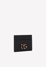 Dolce & Gabbana Rhinestone Embellished DG Logo Cardholder Black BI0330 AY185 80999