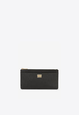 Dolce & Gabbana Large Logo Plaque Cardholder in Dauphine Leather Black BI1265 A1001 80999
