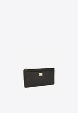 Dolce & Gabbana Large Logo Plaque Cardholder in Dauphine Leather Black BI1265 A1001 80999