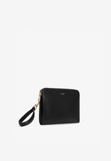 Dolce & Gabbana Leather Logo Wristlet Black
