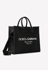Dolce & Gabbana Large Rubberized Logo Tote Bag Black BM1796 AG182 8B956