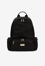Dolce & Gabbana Logo Plate Nylon Backpack Black BM1961 AY139 8B956