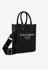Dolce & Gabbana Mini Messenger Bag with Rubberized Logo Black BM2123 AG182 8B956