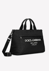 Dolce & Gabbana Nylon Duffle Bag with Rubberized Logo Black BM2125 AG182 8B956