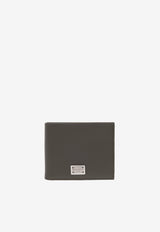 Dolce & Gabbana Logo Plate Leather Bi-Fold Wallet Khaki