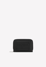 Dolce & Gabbana Small Zip-Around Wallet in Calfskin with Embossed Logo Black BP2522 AG218 80999