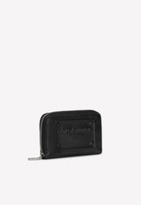 Dolce & Gabbana Small Zip-Around Wallet in Calfskin with Embossed Logo Black BP2522 AG218 80999