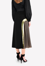 تنورة بطول منتصف الساق مع جزء شفاف