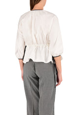 توب مُقلم بحاشية منفوشة