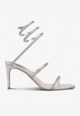 Rene Caovilla Cleo 80 Crystal-Embellished Wraparound Sandals Grey C10416-080-R001V232 GREY SATIN/C.SILVER SHA