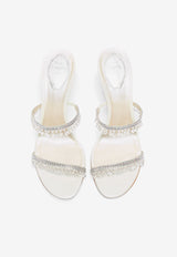 Rene Caovilla Chandelier 80 Crystal-Embellished Mules Ivory C10727-080-R001CYTS IVORY SATIN/CRYSTAL-TRANS ST