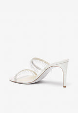 Rene Caovilla Chandelier 80 Crystal-Embellished Mules Ivory C10727-080-R001CYTS IVORY SATIN/CRYSTAL-TRANS ST