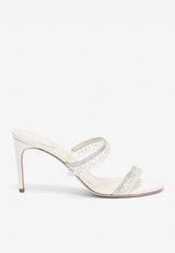 Rene Caovilla Chandelier 80 Crystal-Embellished Mules Ivory C10727-080-R001CYTS IVORY SATIN/CRYSTAL-TRANS ST