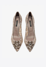 Dolce & Gabbana Bellucci 60 Taormina Lace Pumps with Crystal Detail Beige CD0066 AL198 80703