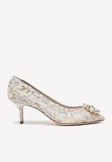 Dolce & Gabbana Bellucci 60 Crystal Embellished Pumps in Taormina Lace White CD0066 AL198 80005