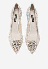 Dolce & Gabbana Bellucci 60 Crystal Embellished Pumps in Taormina Lace White CD0066 AL198 80005