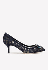 Dolce & Gabbana Bellucci 60 Lace Pumps with Brooch Detail Navy CD0066 AL198 80652