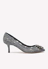 Dolce & Gabbana Bellucci 60 Lace Pumps with Brooch Detail Grey CD0066 AL198 80725