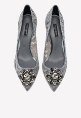 Dolce & Gabbana Bellucci 60 Lace Pumps with Brooch Detail Grey CD0066 AL198 80725