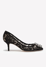 Dolce & Gabbana Bellucci 60 Crystal Embellished Pumps in Taormina Lace Black CD0066 AL198 80999