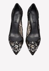 Dolce & Gabbana Bellucci 60 Crystal Embellished Pumps in Taormina Lace Black CD0066 AL198 80999