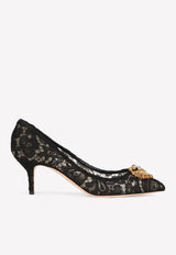 Dolce & Gabbana Devotion 60 Lace Pumps with Heart Detail Black CD0066 AY198 80999