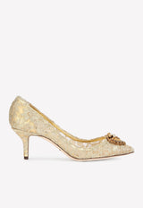 Dolce & Gabbana Bellucci 60 Lurex Lace Pumps with Brooch Detail Gold CD0066 AY637 80997
