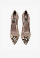 Dolce & Gabbana Bellucci 90 Taormina Lace Pumps with Crystal Detail Beige CD0101 AL198 80703