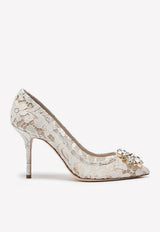 Dolce & Gabbana Bellucci 90 Crystal Embellished Pumps in Taormina Lace White CD0101 AL198 80005