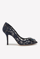 Dolce & Gabbana Bellucci 90 Crystal Embellished Pumps in Taormina Lace Blue CD0101 AL198 80652