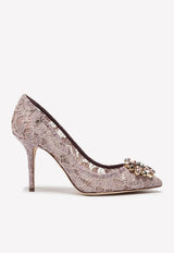 Dolce & Gabbana Bellucci 90 Taormina Lace Pumps with Brooch Detail Blush CD0101 AL198 87142
